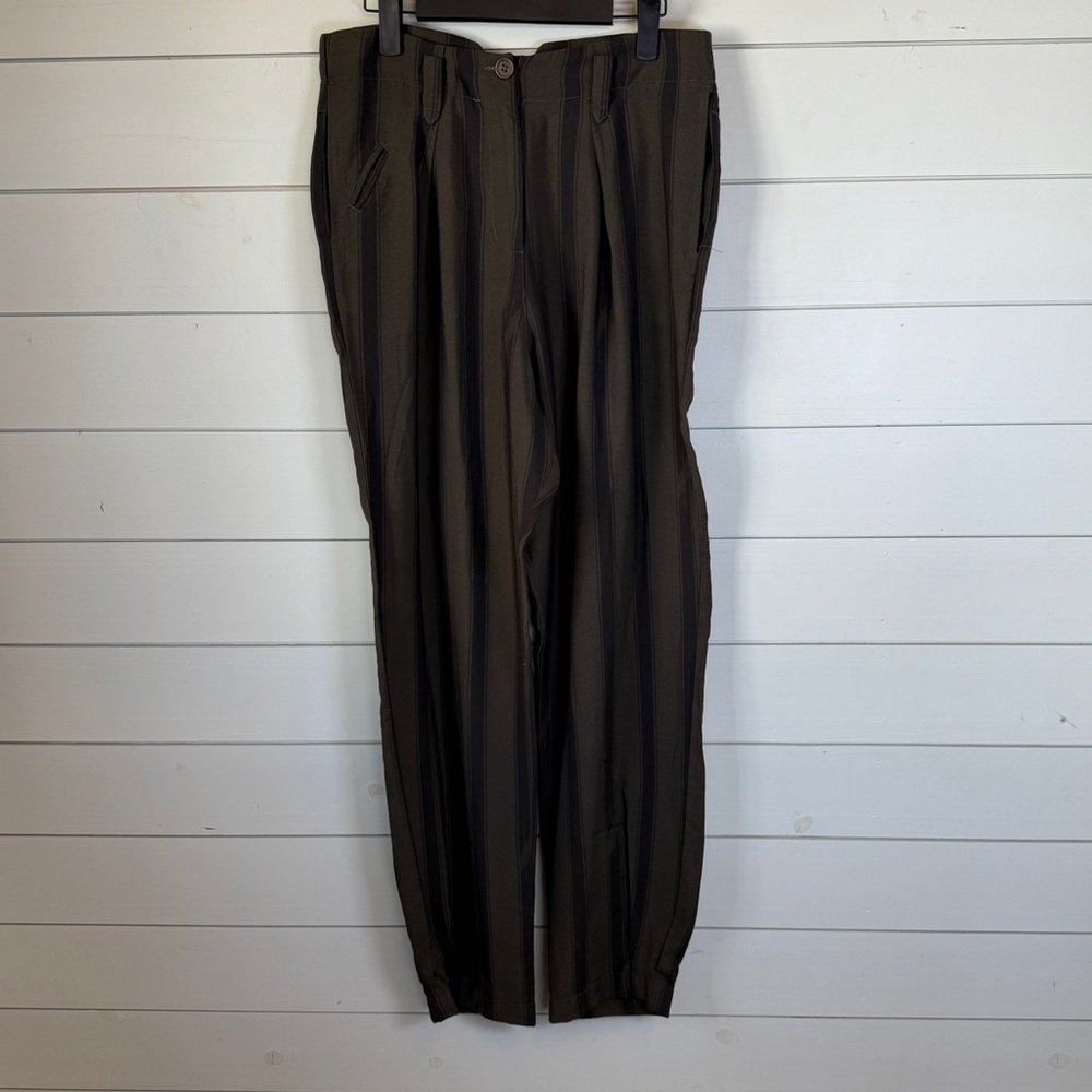 TINY striped dress pants‎ green and black pants women's size 10